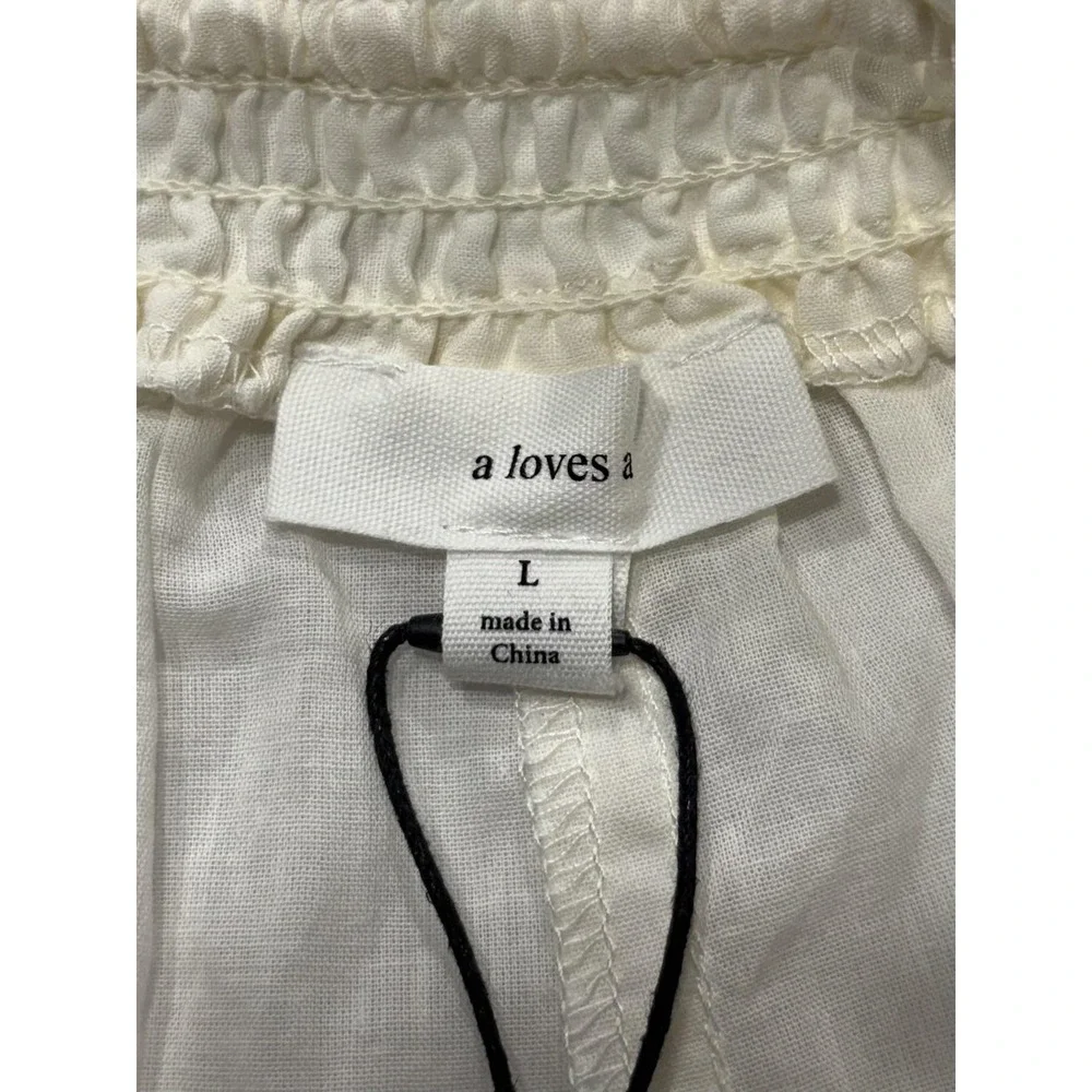 A Loves A Shorts Womens Large White Gauze Skimmer Tassel Drawstring Lace Trim
